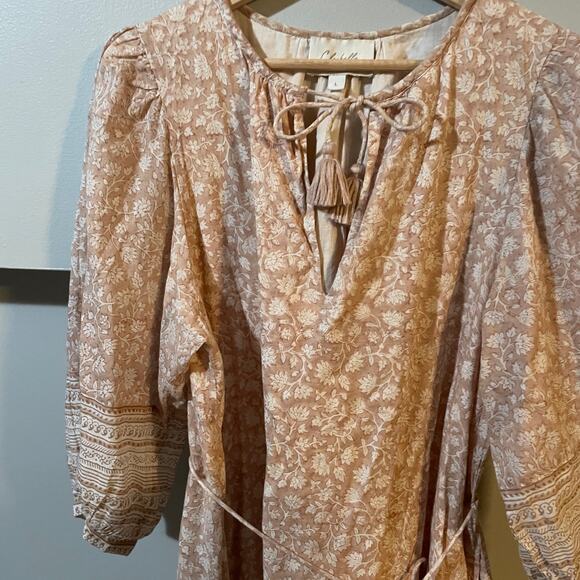 Cleobella Rosy Mini Dress SZ LARGE Tamil Block Print Peasant Bohemian $198 EUC - Picture 7 of 15